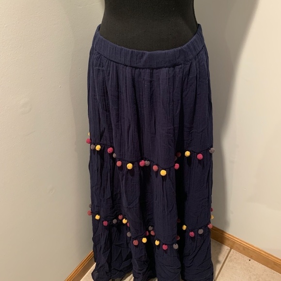 Caslon Navy Pom Pom Maxi Skirt in Petite Large - Picture 2 of 5